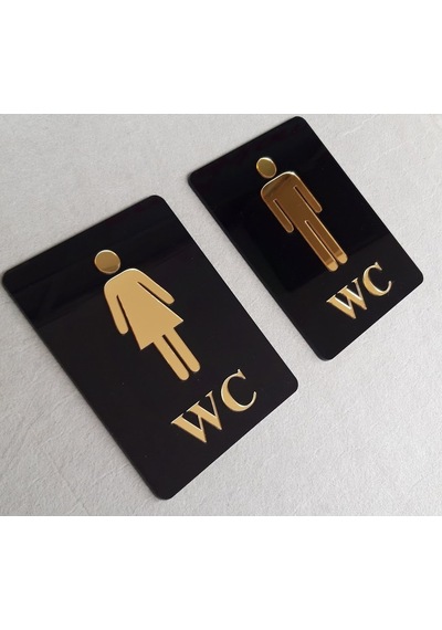 Şık Tasarımlı Gold Wc Yönlendirme Tabelası - Levhası