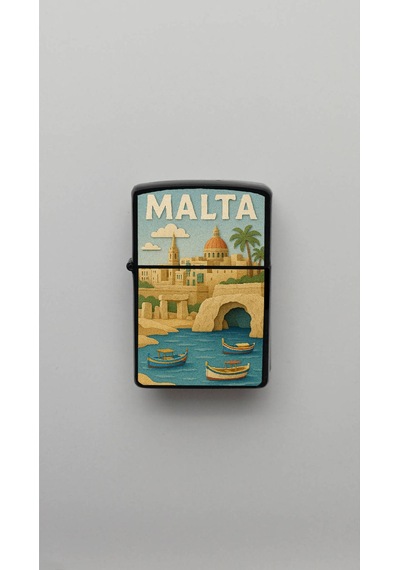 Malta Malta - Paper-cut Style - Benzinli Siyah Çakmak Magnet Hediyeli Siyah