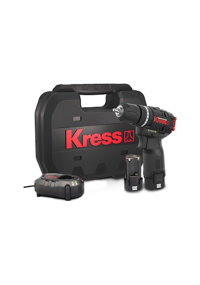 Kress KUC12 12V/2.0Ah Li-İon Çift Akülü Kömürsüz Profesyonel Şarjlı Darbeli Matkap