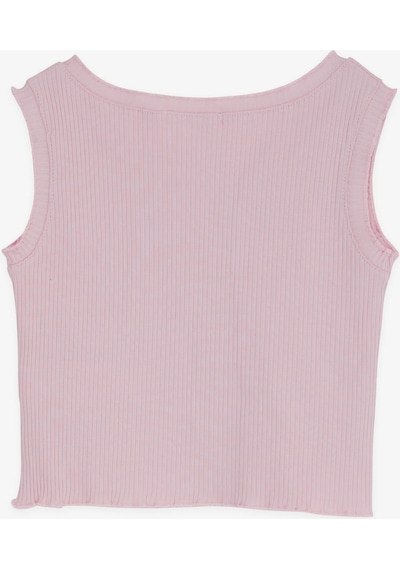Breeze Kız Çocuk Crop Tişört Fitilli 8-14 Yaş, Pudra-pudra Pudra