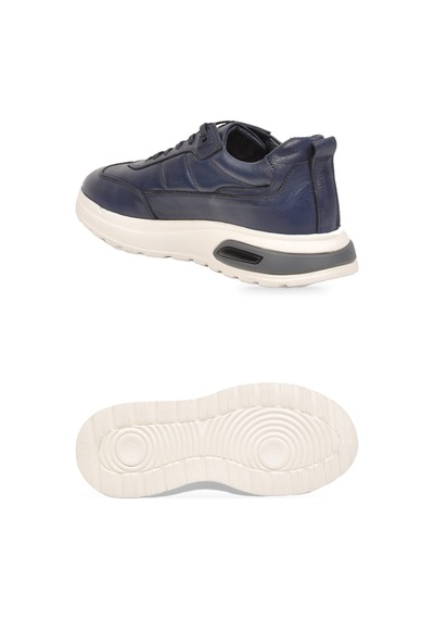 Komcero Kauçuk Tabanlı Bağcıklı Sneaker Lacivert Hakiki Deri Erkek Casual Ayakkabı Hz1774-0337