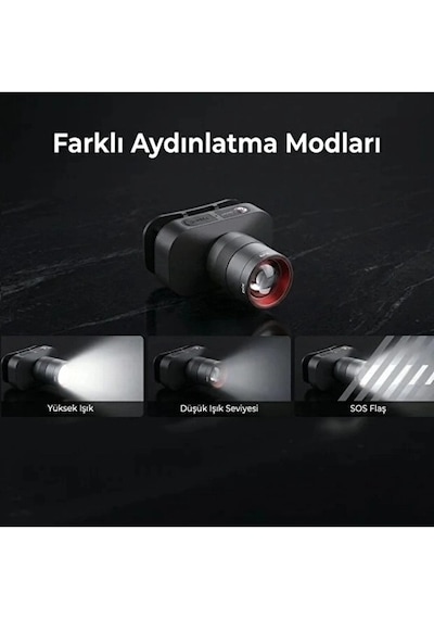 Bxt1fl 10w Şarj Edilebilir Kafa Feneri 750 Lümen 2500mah 4 Işık Modlu Zoom Özellikli Led Kafa