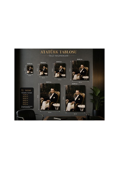 Atatürk Metal Tablo Premium Uv Baskı Dekoratif Duvar Tablosu