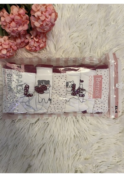 Berrak 11444 Bordo Kedi Desenli Kadın 7'li Külot-bordo-xl Çok Renkli