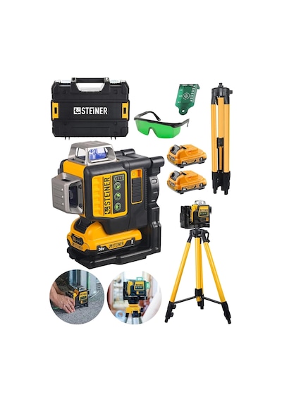 Tr Alman 36 V 5 Ah Profesyonel Çift Akülü 12 Köşe 360 Otomatik Lazer Hizalama + Tripod Hediyeli