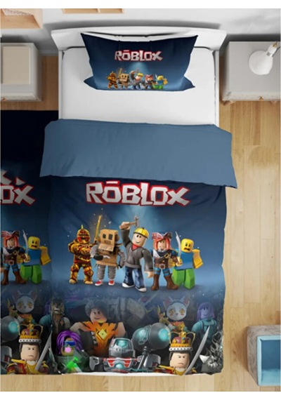 Roblox Çocuk Yastıklı Nevresim Takımı Çarşafsız Renkli