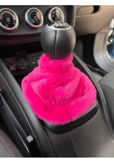 Yumuşak Peluş Vites Körüğü Vites Süsü Fuşya Pembe