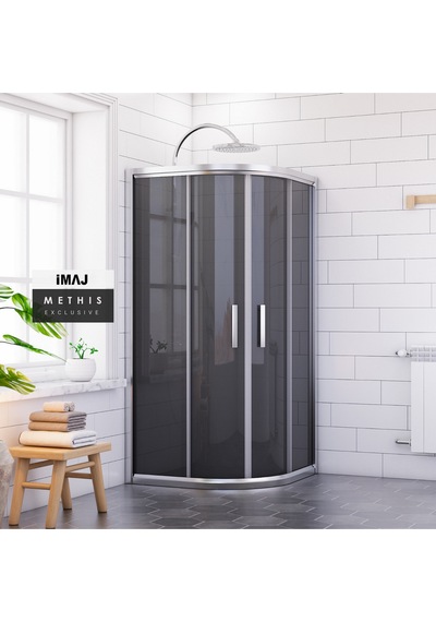 İmaj Banyo Methis Füme Cam Oval Duşakabin Krom