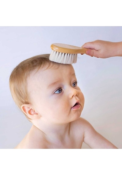 Ahşap Bebek Tarağı %100 Doğal Keçi Kılı Bebek Saç Fırçası Keçi Kılı Bebek Tarağı Çocuk Saç Fırçası