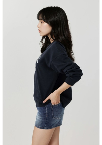 Hiccup Baskılı Yuvarlak Yaka Rahat Kesim Sweatshirt Gece Mavisi