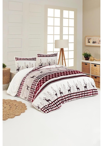 Merinos Comforter Çift Kişilik Yorgan Set - Deer Gri