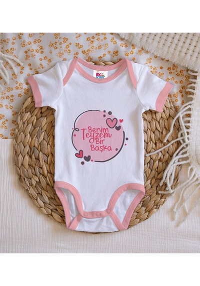 Bk Gift Bk Kids Benim Teyzem Bir Başka Tasarımlı Pembe Bebek Body Zıbın-1 6 - 9 Ay Sarı