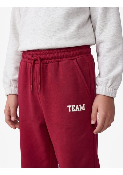 Koton Üç İplik Cepli Beli Lastikli Bağlamalı Baskılı Balon Form Jogger Eşofman Altı Bordo 7wkb40091tk