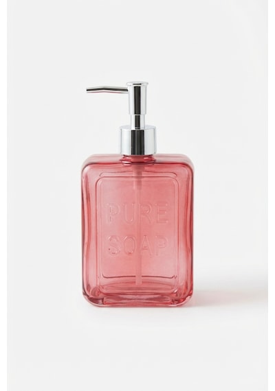 Makri Home Renkli Cam Sıvı Sabunluk, 500 Ml, Pembe Pembe