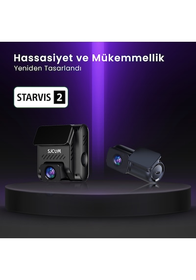 Sjcam M60 Gps 4k Ön-arka Çift Kameralı Cmos Araç Kamerası Siyah
