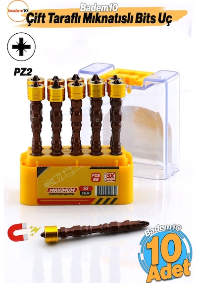 Mıknatıslı Pz2 Bits Uç 10 Adet 65 Mm Renkli Vida Tutucu Sökme Yıldız Matkap Vidalama Ucu S2 Çeliği