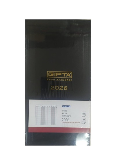Gıpta 2026 Ticari Kasa Ajandası, 17x33 Cm, 432 Sayfa, Siyah Çok Renkli