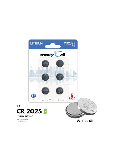 Maxycell 6 Adet Cr2025 Düğme Pil, 3 V Pil, Elektronik Cihaz Ve Anahtar, Kumandalar, Tıbbi Cihazları