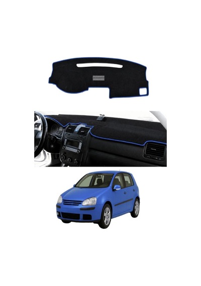 Volkswagen - Golf 5 2003-2009 Uyumlu Torpido Koruma Kılıfı - Mavi Şeritli