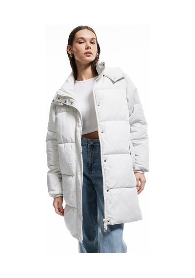 Koton Kapüşonlu Çıtçıt Düğmeli Fermuarlı Oversize Şişme Mont Taş 5wal00011ıw Taş