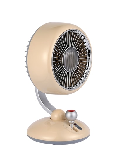 Juo Q3 120 Salınımlı 3 Kademeli Led Işıklı Şarjlı Masaüstü Fan Vantilatör Retro Bej