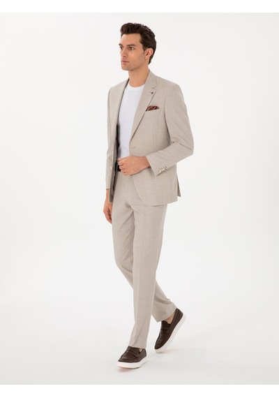 Cacharel Bej Slim Fit Yün Takım Elbise