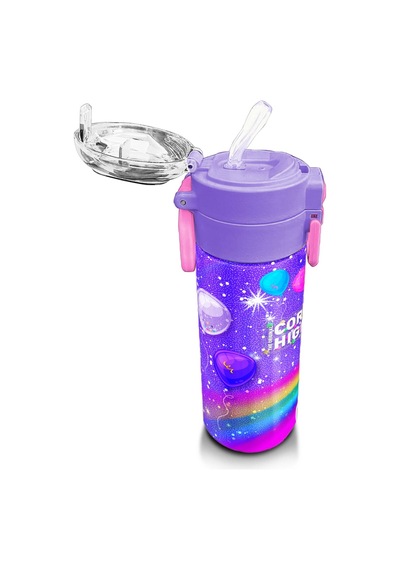 Coral High Kids Mor Unicorn Desenli Pipetli Ve Direkt İçim Çelik Termos 500 Ml 31837 Gök Mavisi
