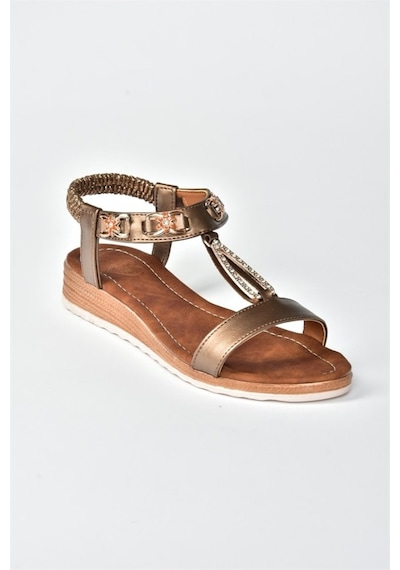 Fox Shoes Bakır Taş Detaylı Günlük Kadın Sandalet M258312209