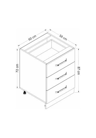 Minar Mutfak Alt Modül 3ç Nray 60cm Dolap Beyaz/dore - D1
