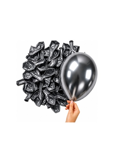 Koyu Gümüş Renk Lateks Krom Balon 15 Cm - 10 Adet Silver