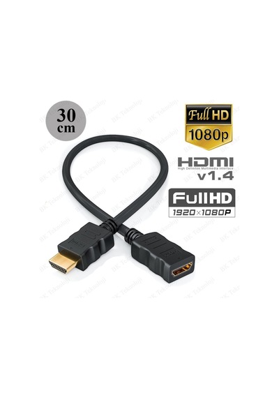 Hdmı 1.4 Erkek-Dişi Kısa Uzatma Kablosu 3D Full Hd - 30Cm