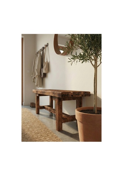 Vintage Masif Ahşap Bank,tabure,çok Amaçlı Oturma Alanı,100x30x43 Cm Kahverengi Kahverengi