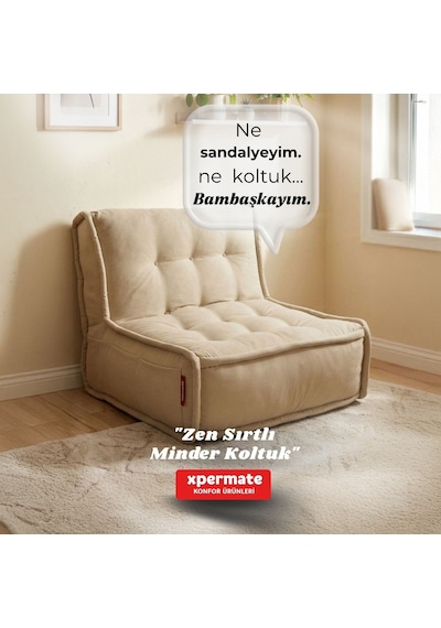 Xpermate Zen Sırtlı Minder İskandinav Tarzı Minder 80x60 Bej