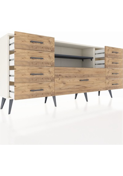Arges Konsol 2 Raflı 9 Çekmeceli 176x30x83 Aytaşı-antrasit/çam Antrasit/çam Arges Konsol 2 Raflı 9 Çekmeceli 176x30x83 Aytaşı-antrasit/çam Antrasit/çam