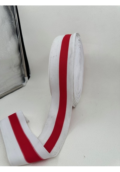 6 Cm Raşel Şerit-5 Metre Kırmızı/beyaz