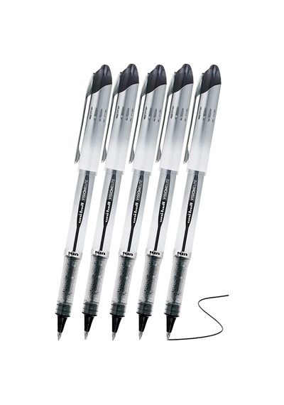 Siyah Pilot Kalem Ub-200 Vision Elite 0.8mm 5 Adet Uniball Pilot Kalem 0.8 Mm Roller Uçlu Pilot Kalem İnce Uçlu Likit