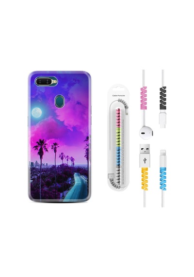 Oppo Ax7 Kılıf Kablo Koruyuculu Purple Way 1843