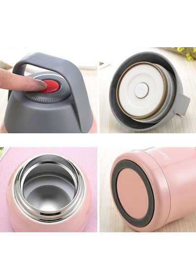Pembe 304 Çelik 600 Ml Vakum Yemek Mama Saklama Termosu Sefertası Pembe