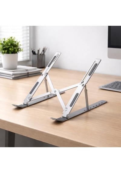 Notebook Standı 2in1 Katlanabilir Taşınabilir Folding Alüminyum Dizüstü Bilgisayar Standı Açısı Ayarlanabilir