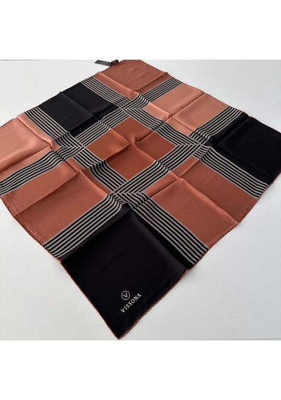 Vissona Twill İpek Eşarp Kahverengi Ipk4103-27283 Çok Renkli