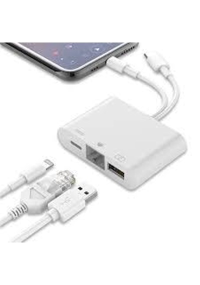 Zr814 Ethernet Adaptör Type-c & Lightning Usb + Şarj 3in1 Çoklayıcı
