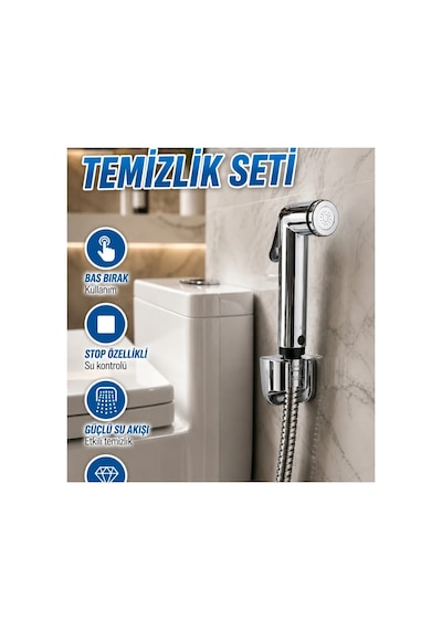 Bas Bırak Stoplu Taharetmatik Hijyen Spreyi Temizlik Seti Renkli