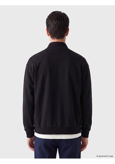 Lcw Eco Siyah Dik Yaka Erkek Fermuarlı Sweatshirt