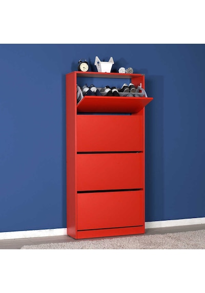 Flat Duo 4 Katlı Geniş Ayakkabılık-Kırmızı 73x157x26 cm (GxYxD) Kırmızı