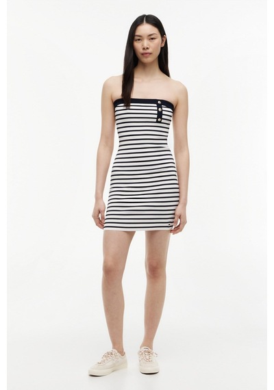 Tommy Hilfiger Tjw Breton Siyah-beyaz Mini Triko Elbise-16254