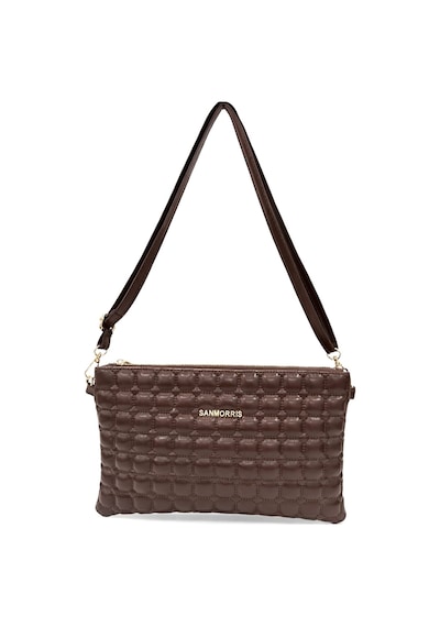 Sanmorris Kadın Suni Deri Ayarlanabilir Çapraz Ve El Askılı Portföy, Clutch Çanta Koyu Kahverengi