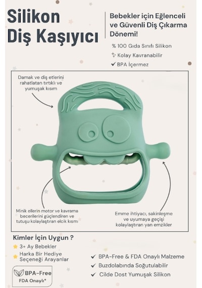 Bebek Silikon Diş Kaşıyıcı Koyu Yeşil