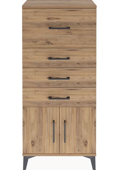 Arges Dolap 4 Çekmeceli 2 Kapaklı 60x30x134 Çam-çam Atlas Çam