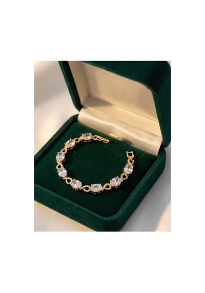 Xupıng Jewelry 14k Zirkon Taşlı Çelik Sonsuzluk Model Bileklik Sarı Sarı