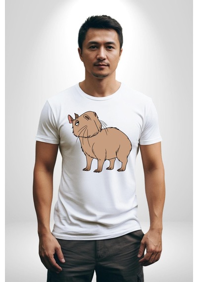 Chispi Unisex Unisex Beyaz Organik Baskılı T-shirt Penye Yüksek Kalite Beyaz